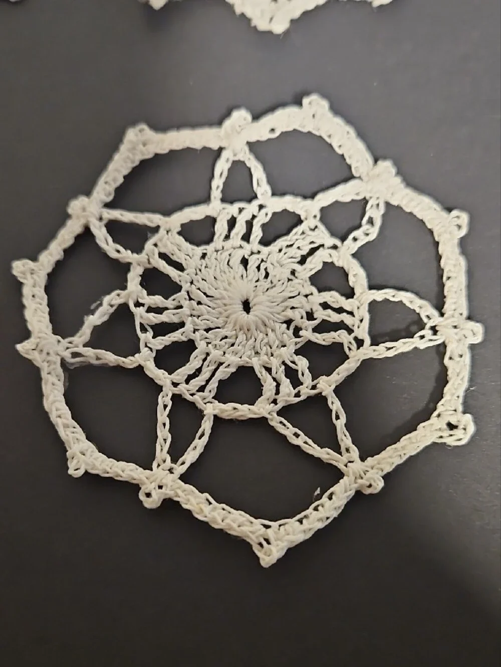 Vintage Handmade Crochet Snowflake Ornaments Set Of 9